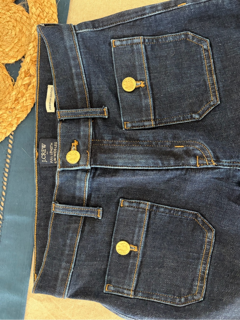 J. Crew Factory Slim Wide-Leg Sailor Jeans Gold Buttons All Day Stretch SZ 25 - Picture 9 of 12